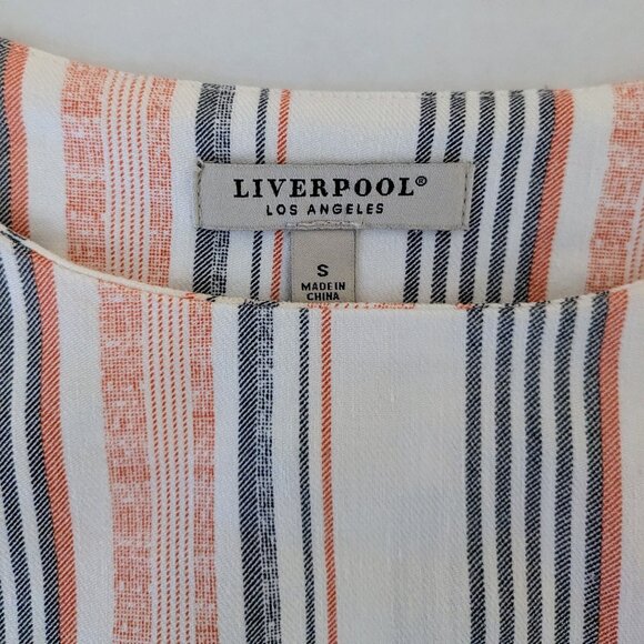 LIVERPOOL LA Women's Sleeveless Linen Blend Top Bouse Size S  Multi Color Stripe - Picture 5 of 7
